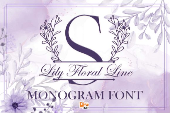 Lily Floral Line Monogram: A Romantic Decorative Typeface